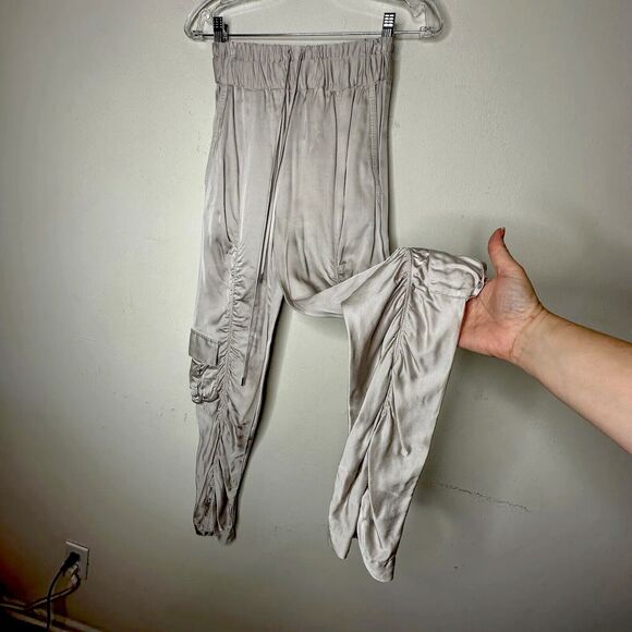 Manning Cartel Off-Duty Metallic Taupe Ruched Satin Drawstring Pocket Jogger 2 - Picture 4 of 15